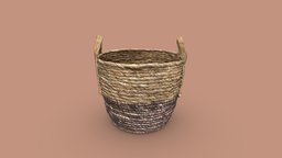Two-Tone Natural Straw Basket object, fireplace, plant, storage, basket, prop, natural, handmade, brown, decorative, wicker, decor, fiber, nature, baskets, planter, straw, woven, neutral, tone, home, wood, decoration, container, interior