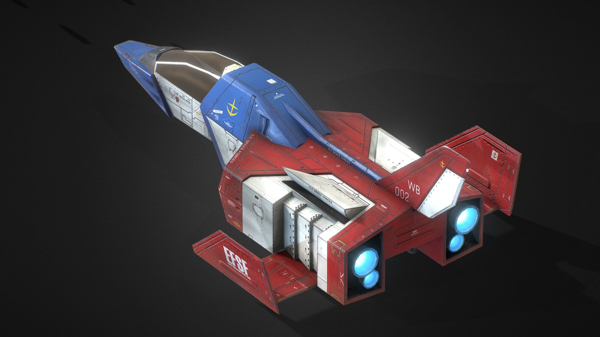 FF-X7 Core Fighter
This model was made for One Year War mod of Hearts of Iron IV. 
Our Mod Steam Home Page https://steamcommunity.com/sharedfiles/filedetails/?id=2064985570 - FF-X7 Core Fighter - 3D model by One Year War Mod (@hoi4oneyearwar) 3d model