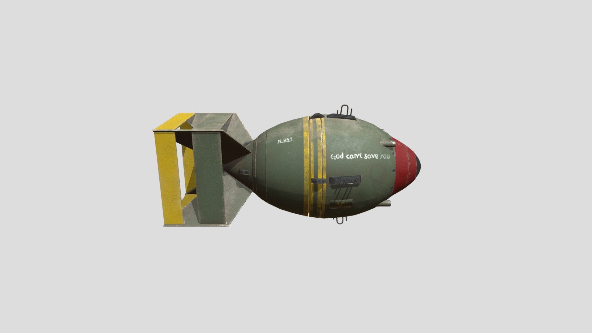 Let me introduce you to this fictional nuclear bomb developed by the americans during the second world war. its explosion is estimated at several megatons and its blast is destructive. It is inspired by a famous video game whose name you probably know.




Low poly

2PBR Material

1 FBX tris optimized for games

1 FBX quad

4K Textures
 - Nuke bomb - 3D model by Artyooooom 3d model