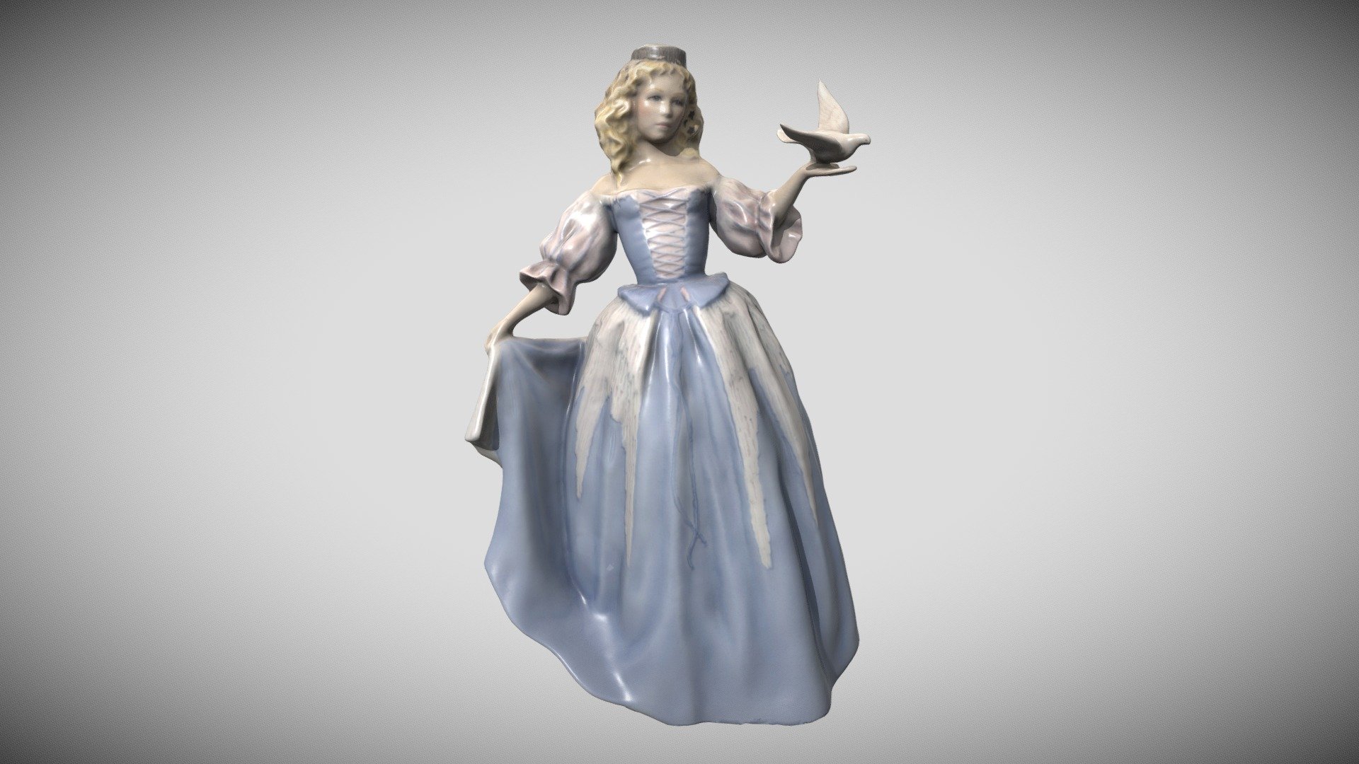 Upon request, we scanned this porcelain princess.

Please leave a comment and visit us on our website https://meshfinder.de/ - Porcelain Princess (Photogrammetry) - Buy Royalty Free 3D model by Meshfinder 3d model