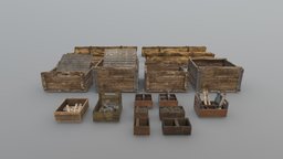 Wood Boxes, Tools and Wood Props wooden, tools, boxes, board, store, metal, cargo, game-ready, game-asset, props-assets, workshop, woodboards