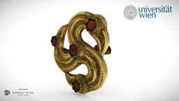 I433 Goldene Dreierfibel | golden triple fibula fibula, medieval, early, golden, brooch, earlymedieval, migration_period, gold, brooches, fibulae