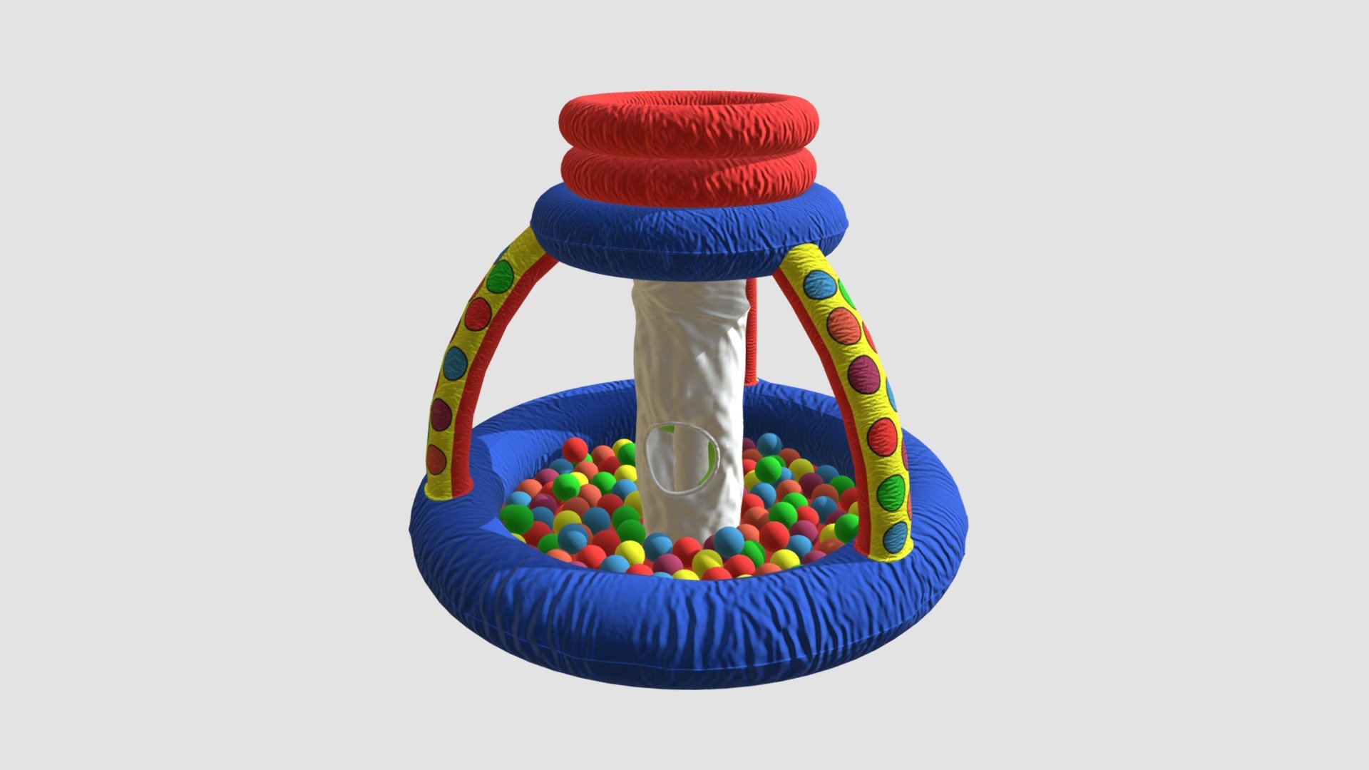 Highly detailed 3d model of inflatable ball pit with all textures, shaders and materials. It is ready to use, just put it into your scene 3d model