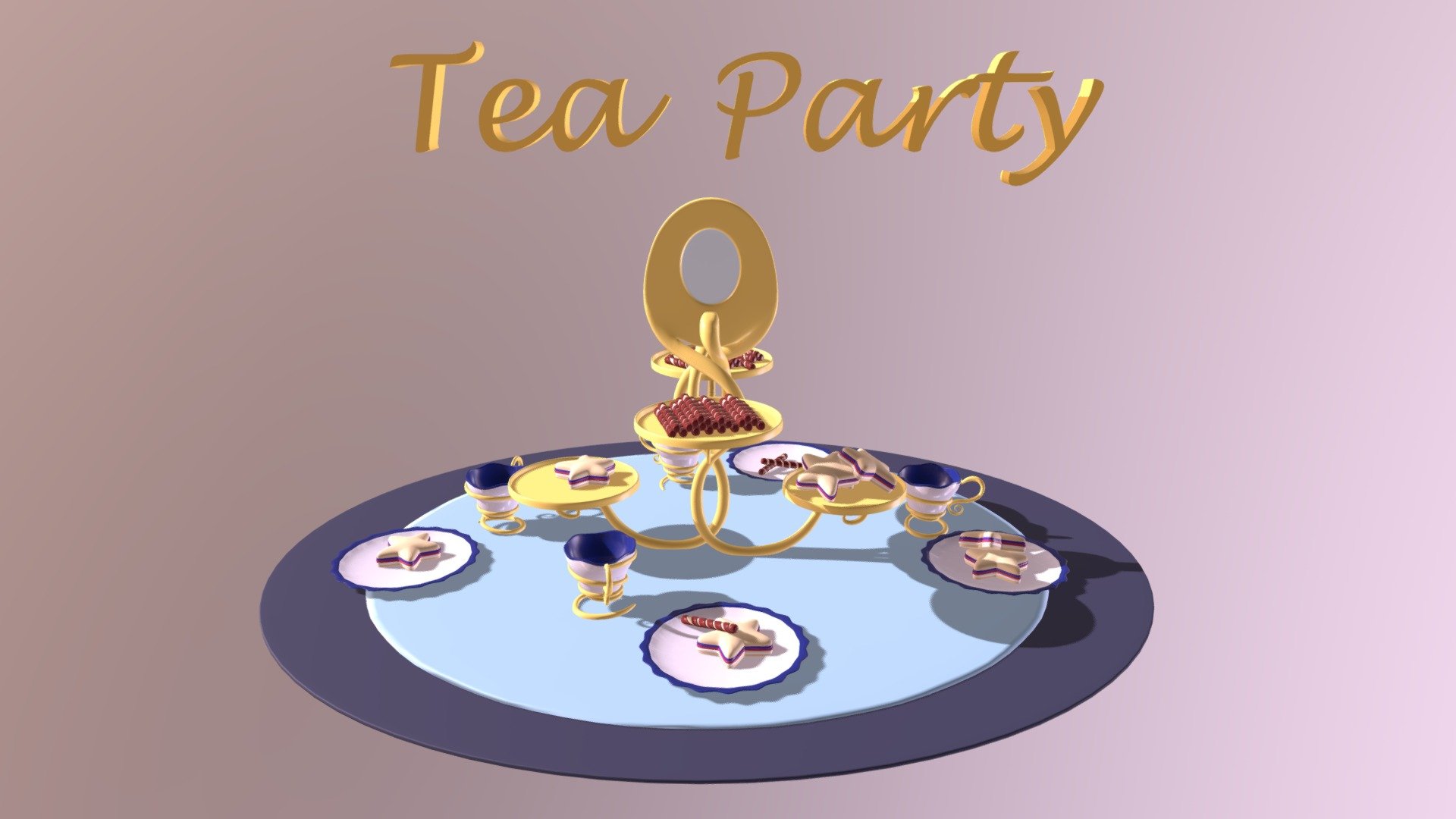 Tea Party Assignment: 2 organic and 3 constructed pieces, table with cloth and &ldquo;Tea Party