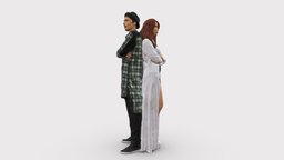 Young stylish couple 0330 love, miniature, stylish, posed, figurine, young, realistic, printable, romance, couple, relationship, feelings, 3dprint