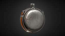 Metal Canteen Bottle army, wild, canteen, outdoor, round, metal, water, old, waterbottle, unrealengine, old_products, rustedmetal, army-gear, unity, pbr, military, gameasset, bottle, gameready, steel, rusted-can