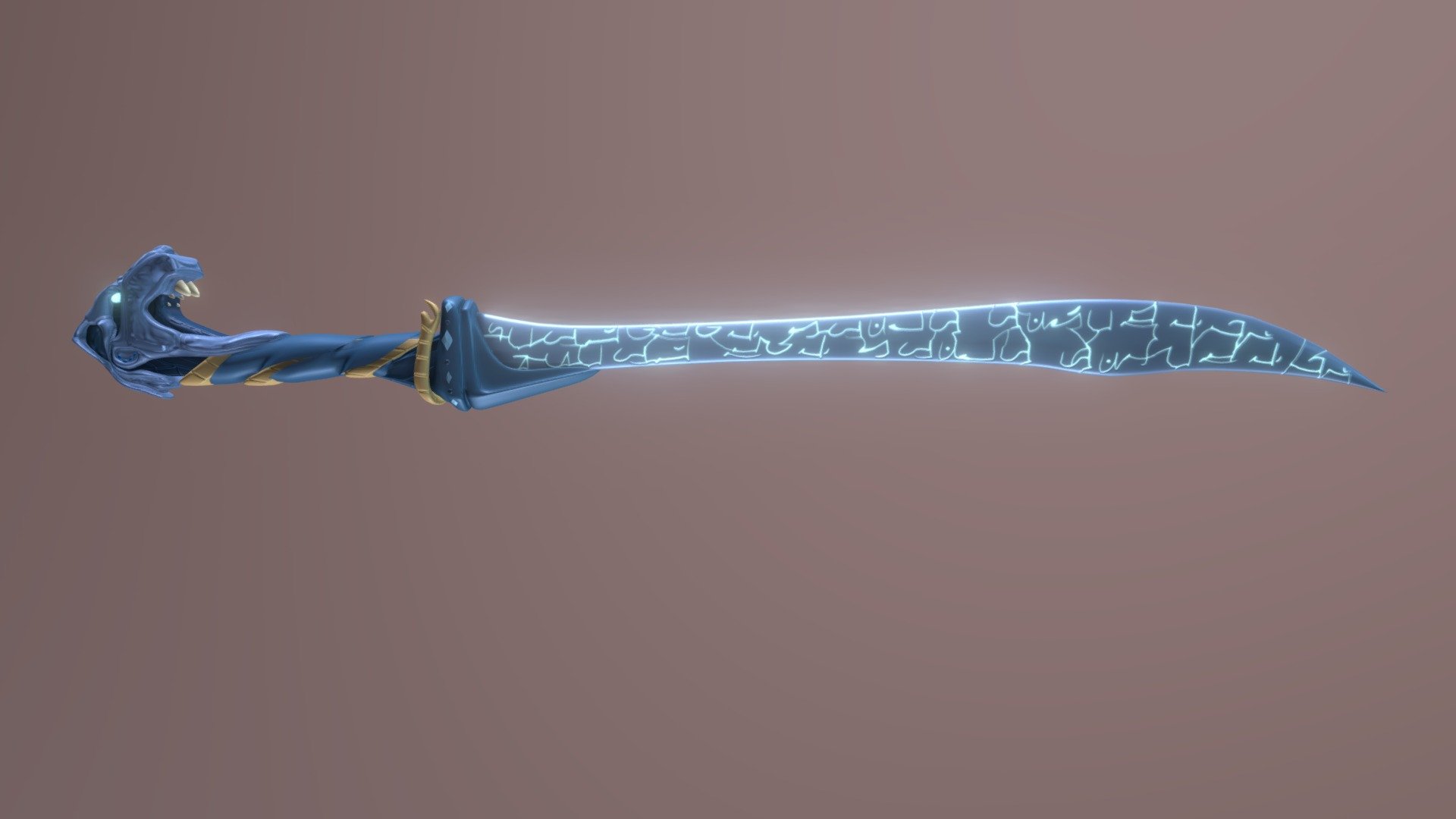 A fantasy sword model based on concept art in the D&amp;D Dungeon Master's Guide book. Modeled, UV mapped, rigged, and animated in Blender, with textures done in Photoshop, and tested in Unity 3d model