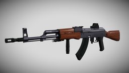 AK 47 baked, kalshnikov, weapon, 3d, blender, blender3d, model, military, gun, ak47