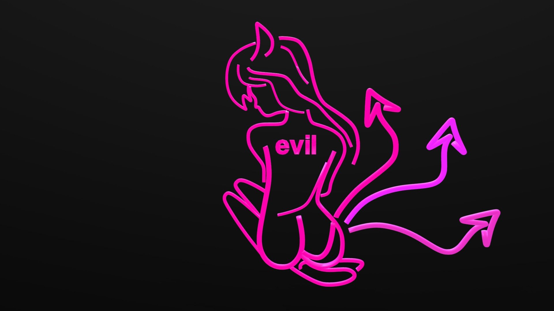 It is a neon sign with the nightclub theme. The Evil neon sign has a woman with devil characteristics. The idea involve the pleasures of the night 3d model