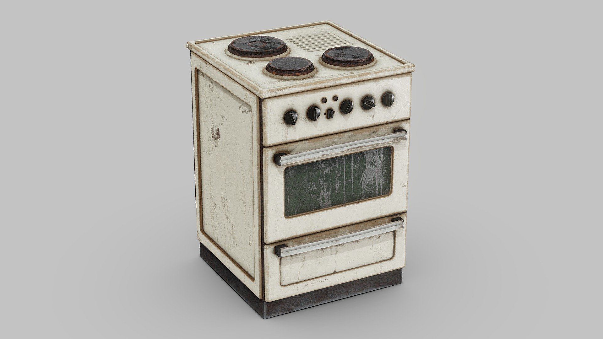 Free download：www.freepoly.org - Old Rusty Stove-Freepoly.org - Download Free 3D model by Freepoly.org (@blackrray) 3d model