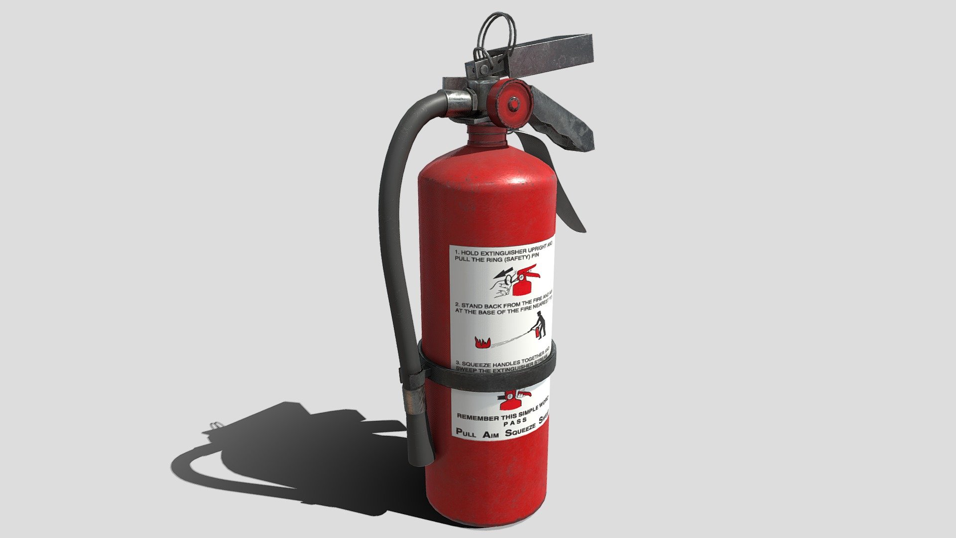 Detailed Description Info:


Model: Fire Extinguisher


Media Type: 3D Model


Geometry: Quads/Tris


Polygon Count: 8972


Vertice Count: 8795


Textures: Yes


Materials: Yes


Rigged: No


Animated: No


UV Mapped: Yes


Unwrapped UV’s: Yes Non Overlapping


|||||||||||||||||||||||||||||||||||


Textures are PBR 4k and include Diffuse, Metalness, Roughness, AO and Normal maps 3d model