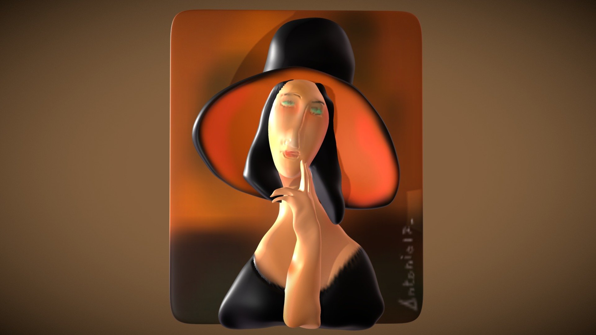 Amedeo MODIGLIANI   Jeanne Hebuterne CON CAPPELLO - Modigliani -  Jeanne Hebuterne CON CAPPELLO - Buy Royalty Free 3D model by antoniorafanelli 3d model