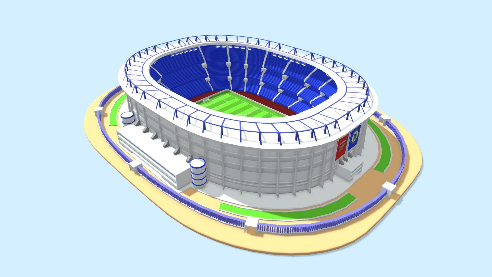 Football stadium - Stadium 3D - Buy Royalty Free 3D model by Shin Xiba 3D (@Xiba3D) 3d model