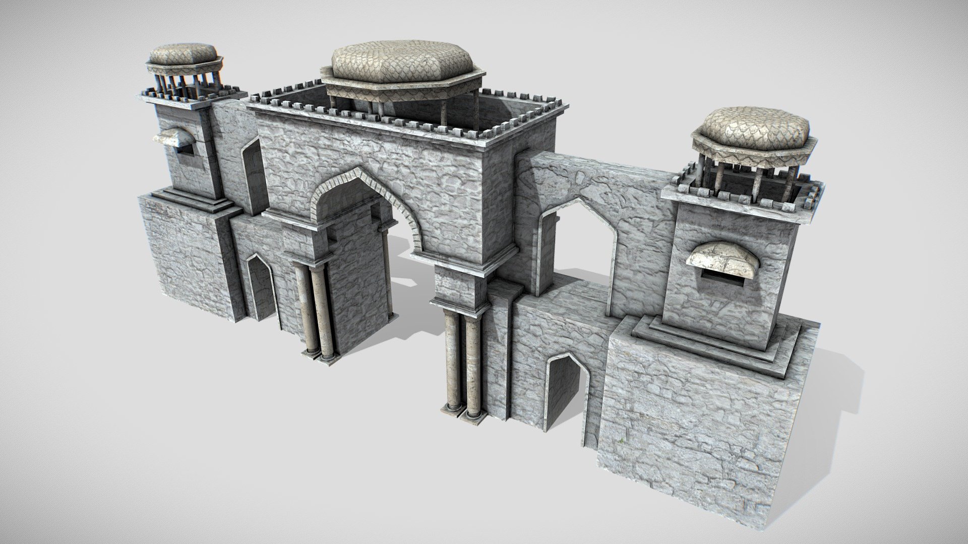 3d model of the asian city entrance - Asian City Entrance - 3D model by djkorg 3d model