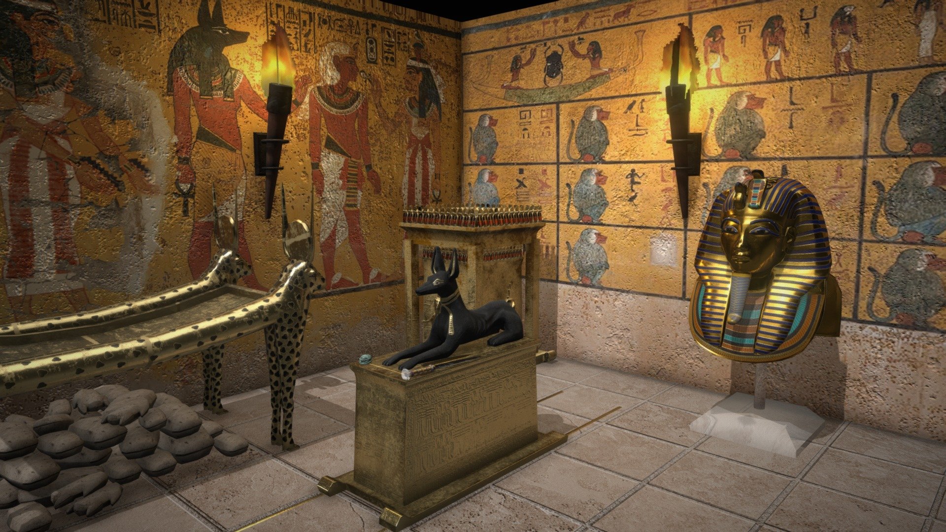 Some of the treasures of Tutankhamun that were found in his tomb - Tutankhamun's Treasures - 3D model by Tamaradrawings (@TamaraVerbeek) 3d model