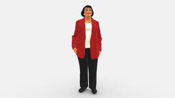 Old Woman In Red Jacket 0449 red, style, people, fashion, jacket, miniatures, realistic, old, woman, success, 3dprint, model