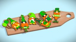 St. Patricks Day: Gnome Cookies green, hat, food, patrick, cookie, day, tray, holiday, leprechaun, bakery, 3d, light, piparkook, bakeryscene