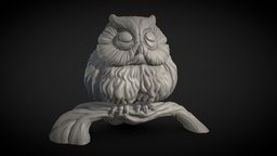 Bubu the Owl 3D Printing Miniature owl, sculpt, cute, 3dprintable, branch, 3dprinting, 3dprinters, 3dprint-3dprintable, 3dprint