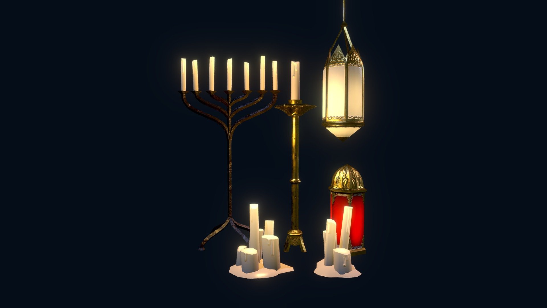 Props made for the Side Scrolling Cathedral asset pack for Iron27 - Church Lights - 3D model by cbragg 3d model