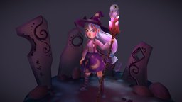 Witch Runes owl, runes, low-poly-character, character, hand-painted, witch, magic