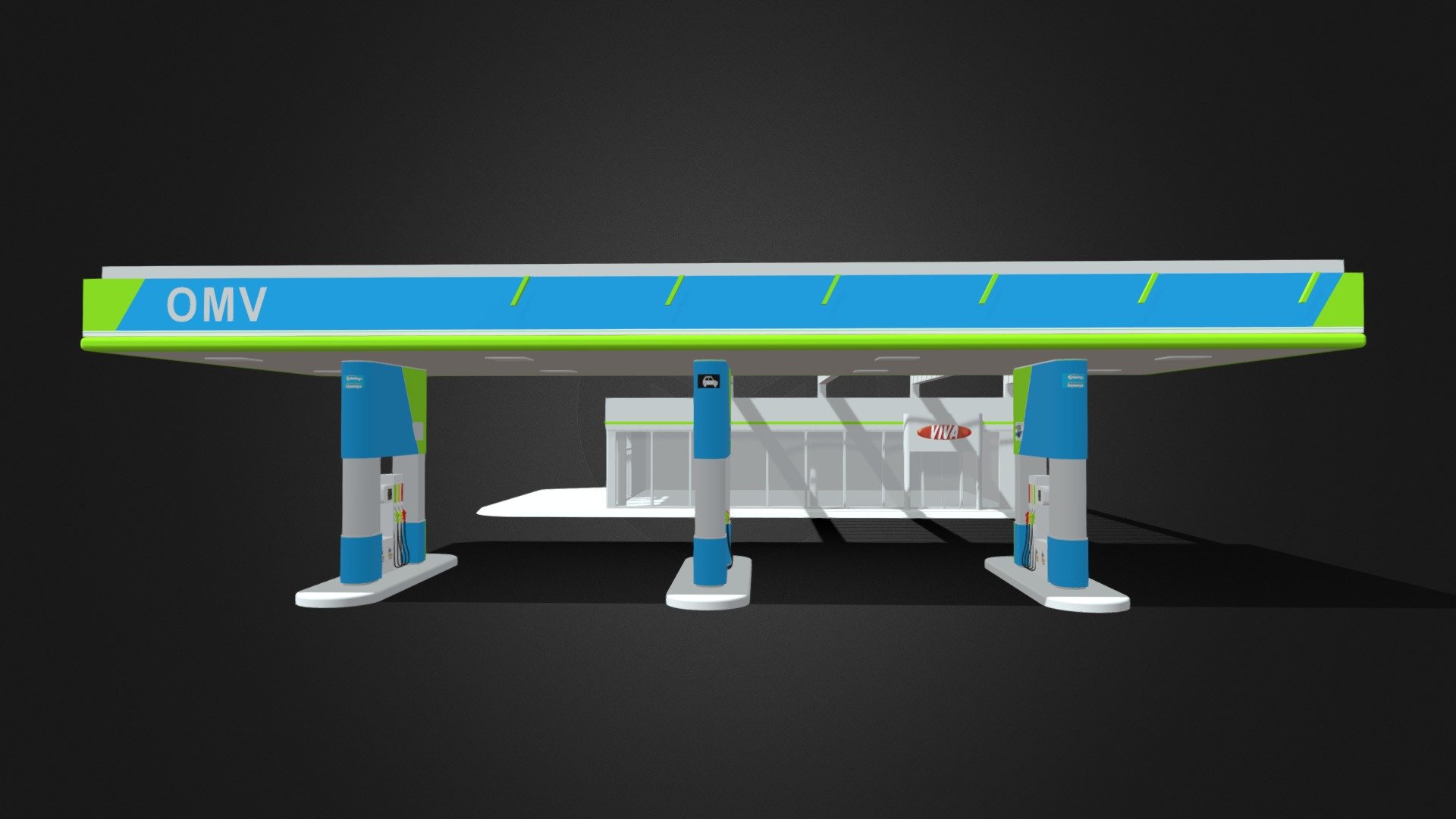 Gas station 3d model - Gas station - Buy Royalty Free 3D model by 3DDomino 3d model