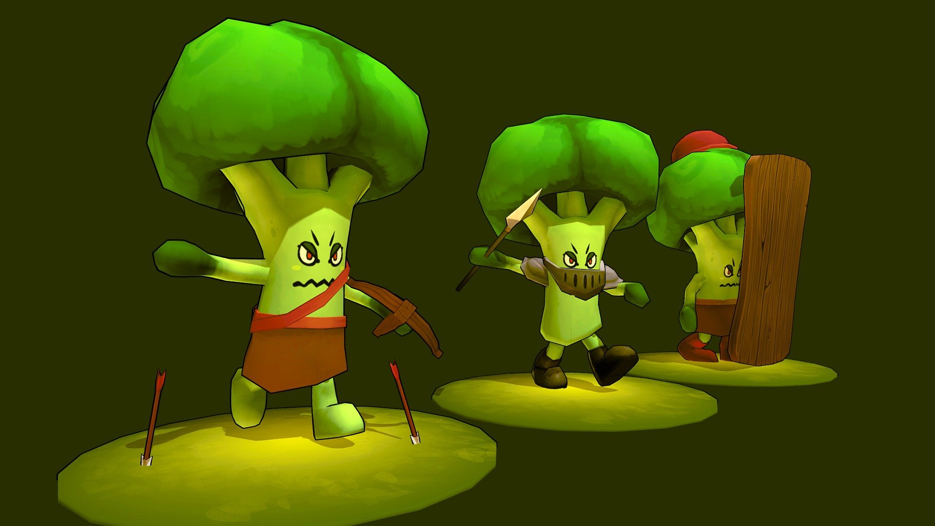 Basic enemies for an upcoming game 👀 - Broccoli bois - 3D model by psychonautic 3d model