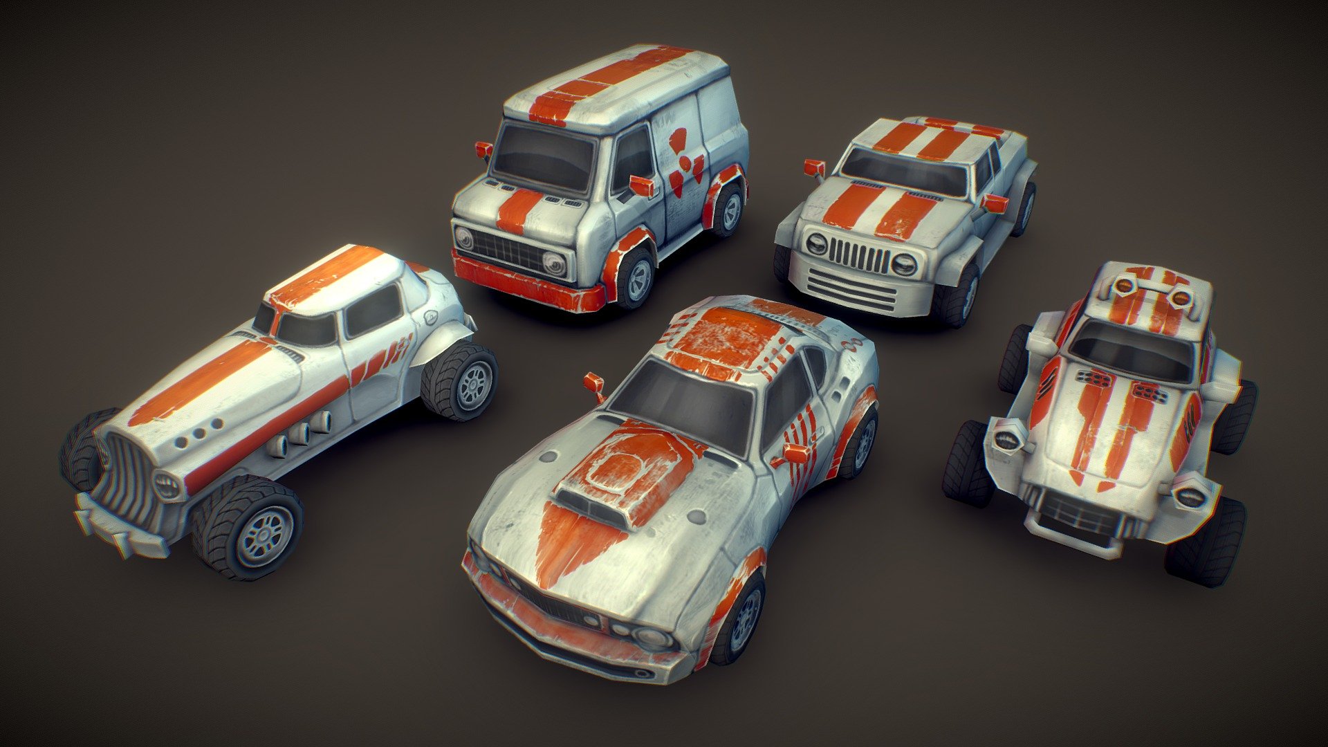 Just a render scene for the good old hand painted rally car set 3d model