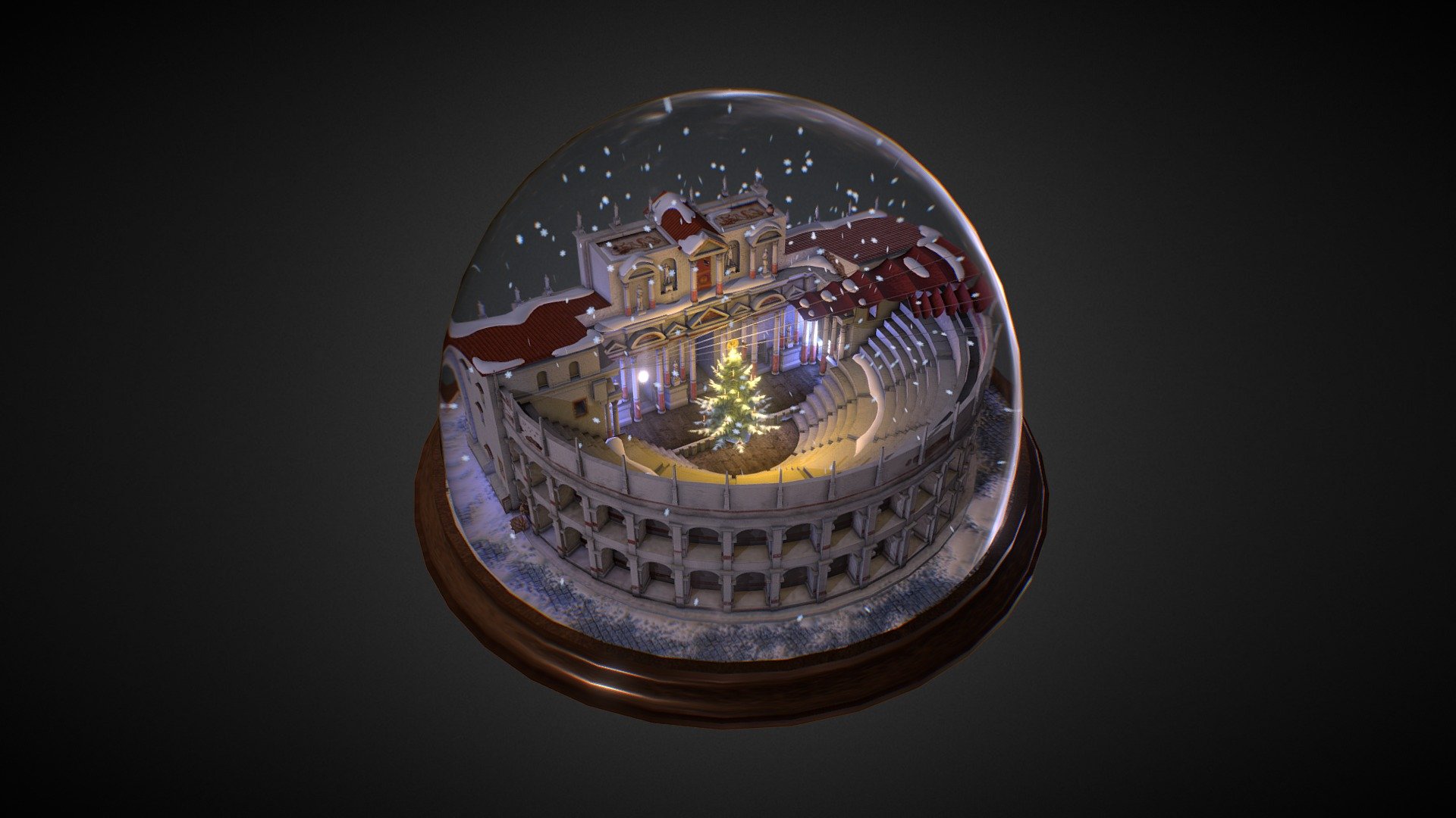 According to one hypothesis about Christmas, it was set to 25 December because it was the date of the festival of the Sol Invictus. 
Sol Invictus was the official sun god of the later Roman Empire. 
X-Team software solution and Onigraphics wish you a merry Christmas! - Christmas Roman Theater - 3D model by Onigraphics - VR e Games (@drop05) 3d model