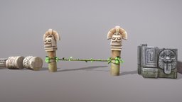 Pirate Collection Totems gate, forest, plants, monument, pyramid, column, totem, artifact, aztec, statue, box, nature, jungle, inca, shattered, idol, tropics, stretching, maya, low-poly, mobile, stone, pirate, sculpture, liane
