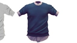 Cartoon High Poly Subdivision Blue Sweater Shirt