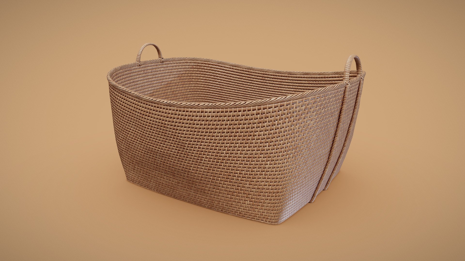 Low-poly rattan storage basket model. 4K PBR textures 3d model
