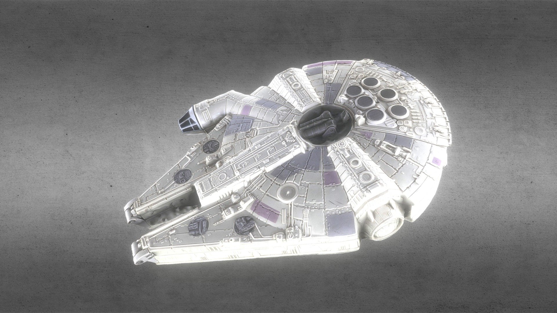 The Millennium Falcon is a fictional starship in the Star Wars franchise. Designed by Joe Johnston for the movie Star Wars (1977),[a] it has subsequently appeared in The Star Wars Holiday Special (1978), The Empire Strikes Back (1980), Return of the Jedi (1983), The Force Awakens (2015), The Last Jedi (2017), Solo: A Star Wars Story (2018), and The Rise of Skywalker (2019). The starship, or a similar one, also has a cameo in Revenge of the Sith (2005).[1] Additionally, the Falcon appears in a variety of Star Wars expanded universe materials, including books, comics, and games; James Luceno's novel Millennium Falcon focuses on the titular ship.[2] It also appears in the 2014 animated film The Lego Movie in Lego form, with Billy Dee Williams and Anthony Daniels reprising their roles of Lando Calrissian and C-3PO, and Keith Ferguson voicing Han Solo 3d model