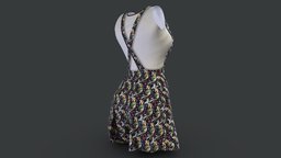 Floral Overall Shorts Tshirt Female Outfit flower, white, tshirt, shirt, fashion, t, girls, flowers, clothes, tee, pattern, summer, dress, print, sweet, womens, outfit, overall, wear, sleeveless, romper, pbr, low, poly, female