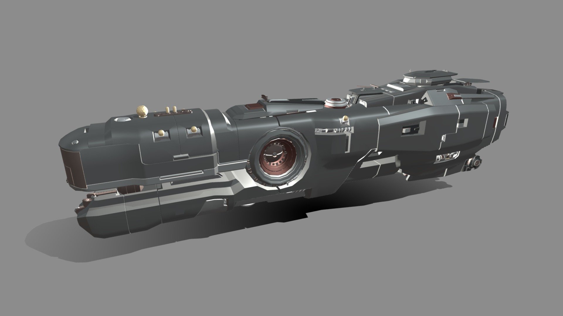 Personal project: A command ship.

Model comes in maya 2019 (for new arnold shader) mb, and fbx formats. No textures, no animations. Recommand for concept art use , no sub-D, not a game ready product.

Cannot be resold.

I hope you find it interesting. :)

Please note: The actual color might look differently from the sketchfab presentation 3d model