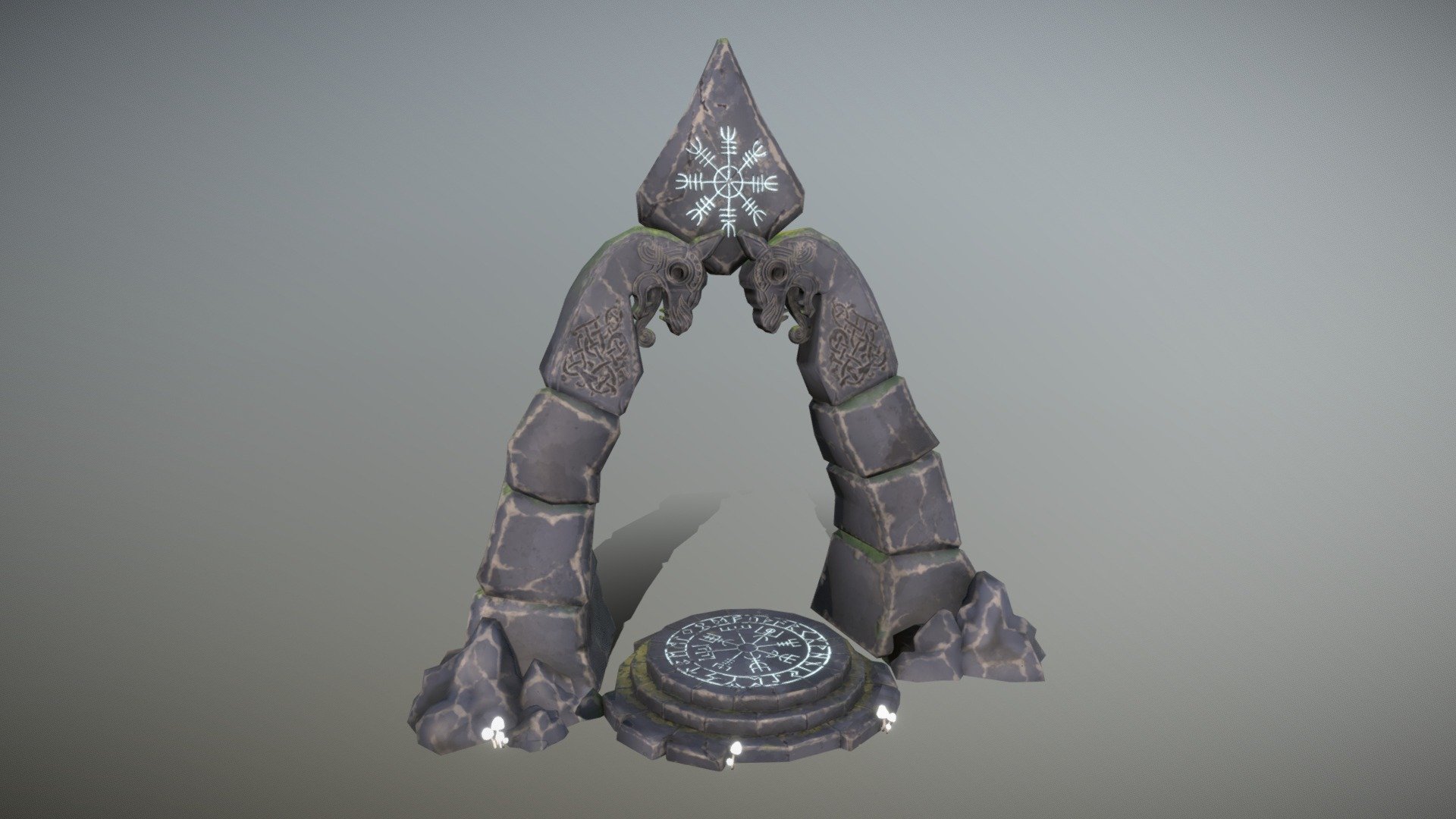 So happy to post on Sketchfab for the first time! 
Here's a game ready model I made for an assesment test for a 3d modeler job position. Hear ye, hear ye - I got the job!

The runes ingraved in stone are Viking runes - &ldquo;The helm of awe
