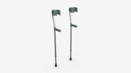 Lightweight walking forearm crutches two, care, help, support, assistance, forearm, lightweight, mobility, disability, crutches, 3d, pbr, medical