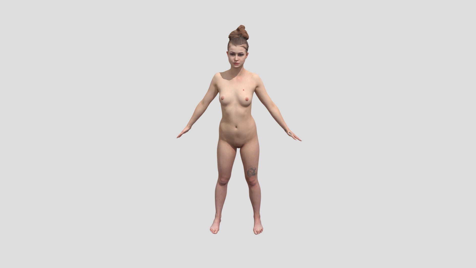 Real Life Human Scans is a project by 3Dsk which focus on diversity of human bodies, faces and expressions.

Ethnicity: white
Gender: female
Age: 18
Height: 173 cm
Weight: 58 kg

Technical Specifications:




OBJ file / 1 000 000 polys

8k / PNG diffuse texture

NOTE: This is a cleaned raw scan in Zbrush postproduction but no retopology.
This is the version with less poly without Zbrush file.

3Dsk Store provides all you need for 2D&amp;3D artist and game developers. Explore raw 3D scans &amp; retopologized models of head, hand, full body in A-pose or daily pose and props. And a variety of 2D references such as Photo set of standing and sitting man/woman, flexing &amp; expressions. Premade head texture, HD skin and HD eye details 3d model