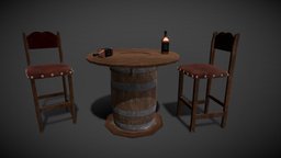 Bar Scene bar, saloon, table, chair, jack-daniels