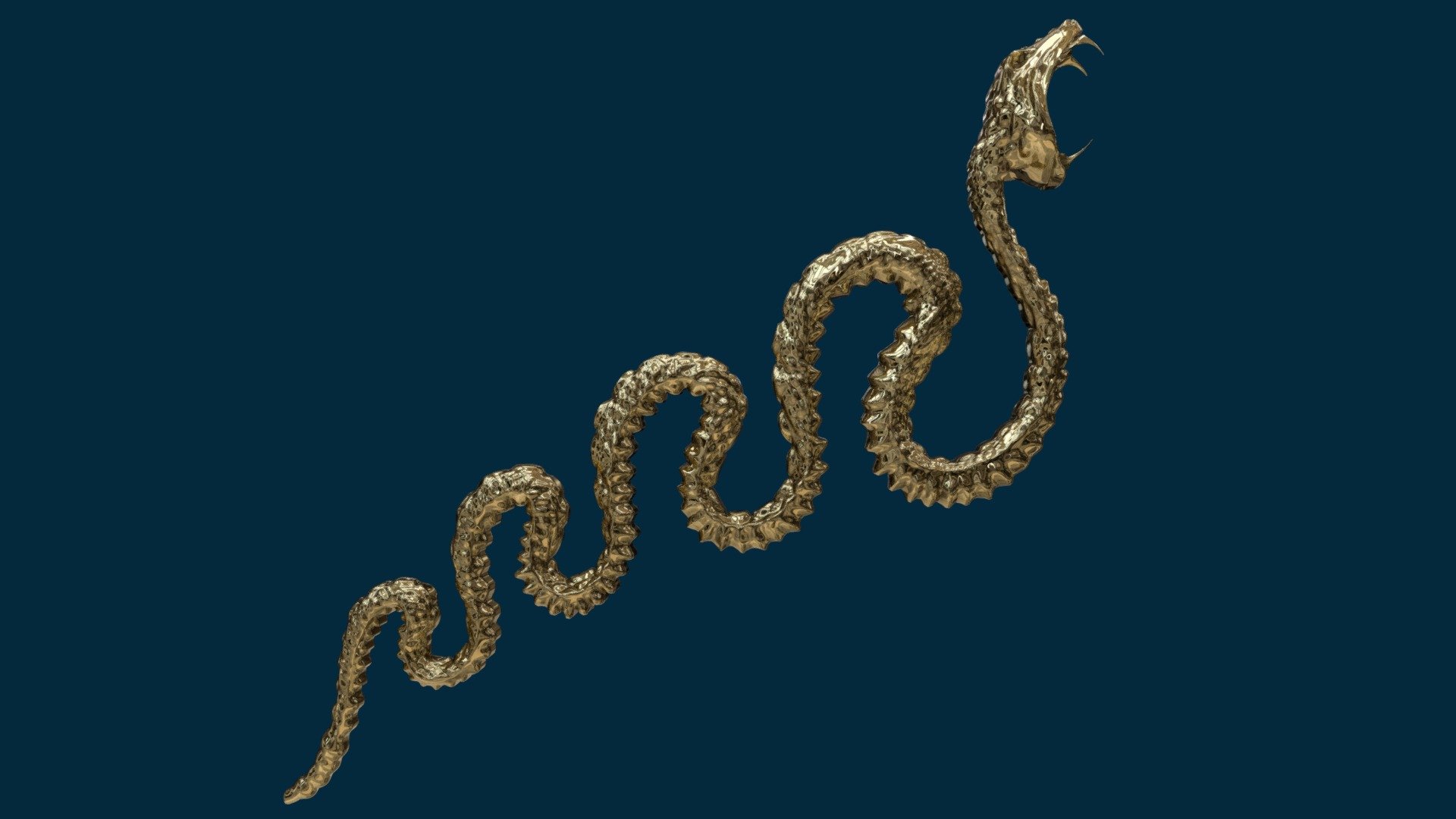 Golden snake sculpted in blender to make a tiara 3d model