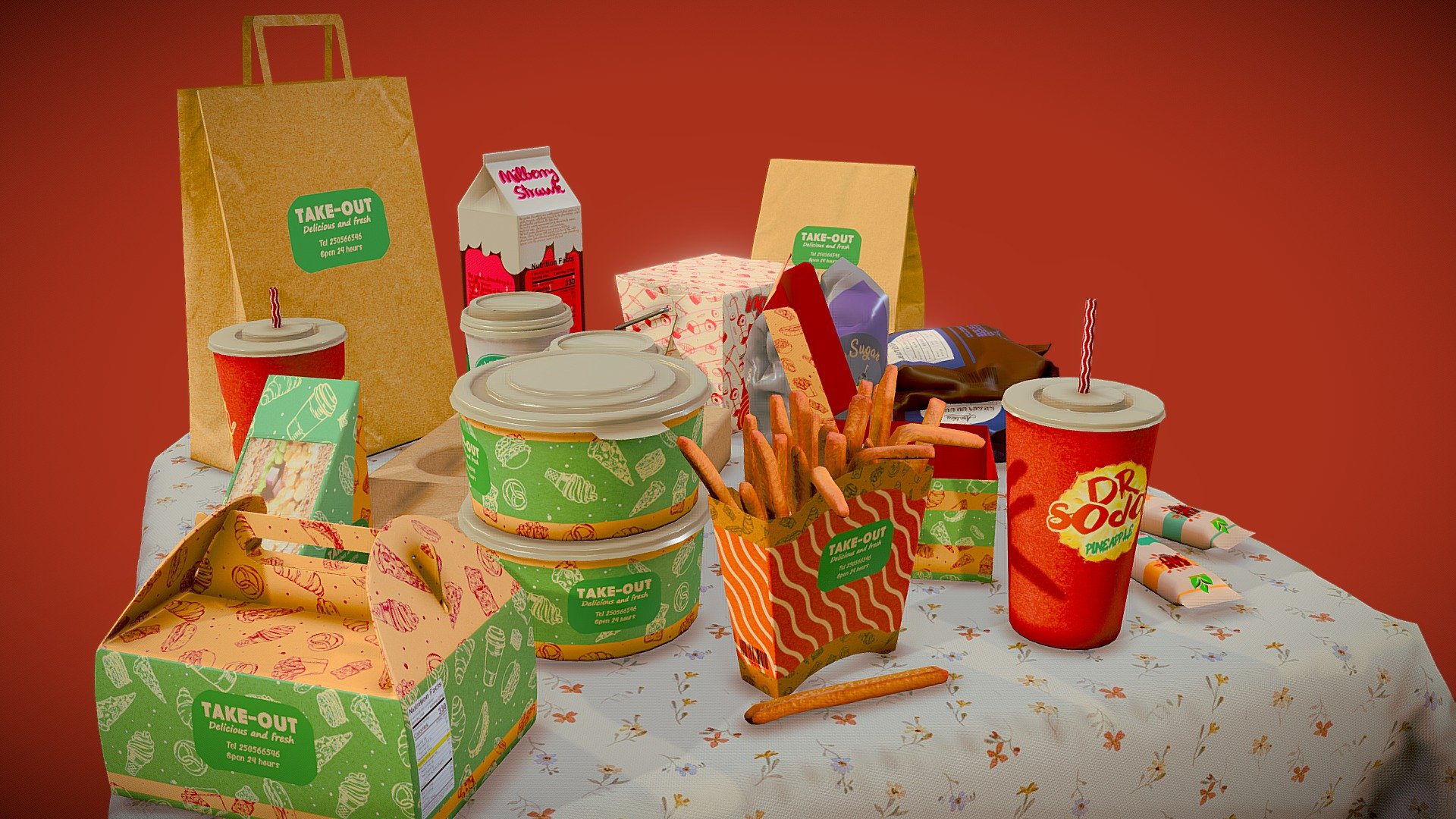Takeaway food packaging.
Maya, 3Ds max, Blender, MarmosetToolbag files, original textures (4096)

If you have questions, problems or specific suggestions, feel free to contact. naranima@gmail.com

 - Takeaway Food - Buy Royalty Free 3D model by naira001 3d model
