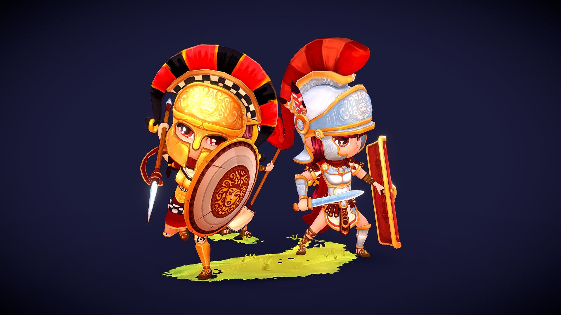 Set of anicient warrior characters - Ancient Warrior Girls - 3D model by zebra_pozer 3d model
