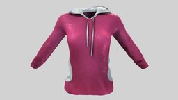 Female Hooded Sweatshirt fashion, girls, top, clothes, sports, with, pink, casual, womens, hoodie, sweatshirt, hooded, wear, drawstring, pbr, low, poly, female