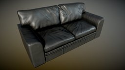 Old Clean Leather Couch Black