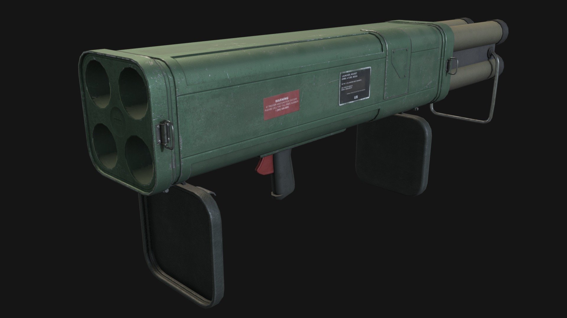 An M202 rocket launcher, seen in-game as the Quad Rocket Launcher. Obviously based on an M202 FLASH.

For Jabroni Brawl: Episode 3. https://store.steampowered.com/app/869480/Jabroni_Brawl_Episode_3/

Modelled in Blender, baked in Marmoset Toolbag, textured in Substance Painter 3d model
