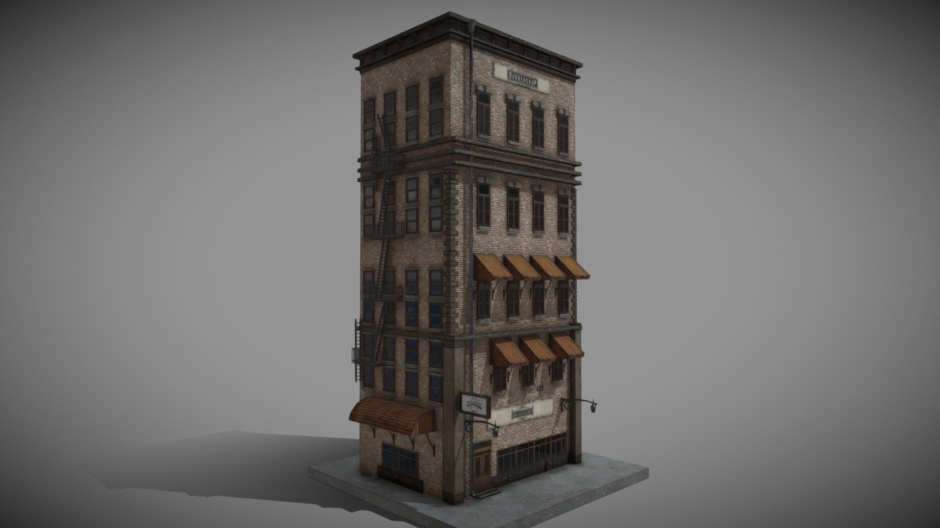 Residential building of the 1930 New York city. This one is themed a little like a barber shop. I am uploading a lot of buildings from the 1930 similar to this one. This one is number 10. in the picture bellow.

-2K texture

-1 material

-7 UDIMs (8 with floor)

-No pluggins

-Low poly and high poly versions.

-OBJ and FBX

-Maps included: basecolor, height, normal, roughness, metallic.

 - Old New york buildings 1930 10 - Buy Royalty Free 3D model by el_cerilla 3d model