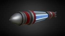 Sci-fi Rocket missille 03 missile, nuclear, spacecraft, ready, explosive, aircraft, rocket, torpedo, unity, game, blender, low, poly, military, sci-fi, war