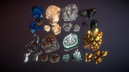 Minerals pack 2 cave, treasure, mineral, unity, unity3d, stone, structure, decoration, rock