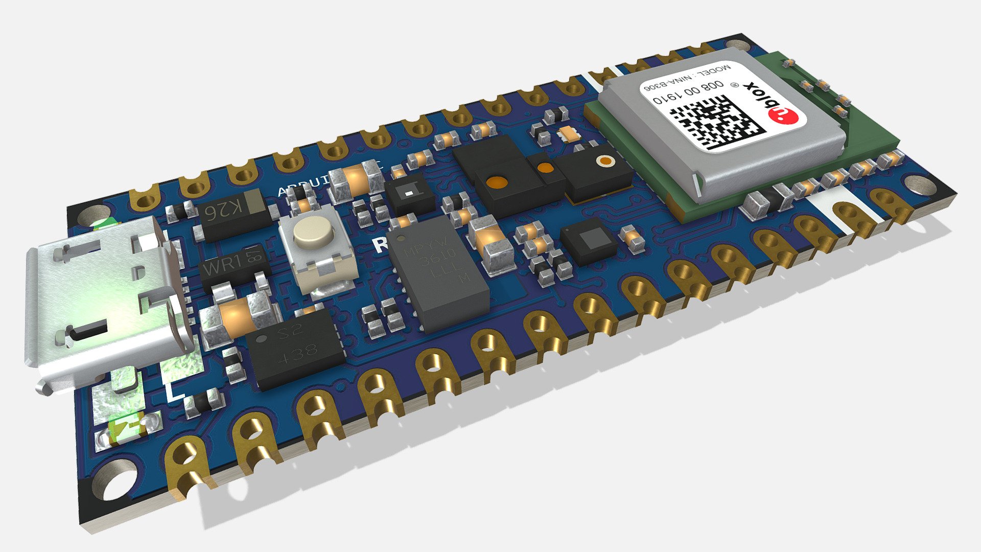 3D Model of the ARDUINO Nano 33 BLE SENSE. Description is visible here : https://store.arduino.cc/arduino-nano-33-ble-sense

Model designed from the EAGLE files availble in the web site and with blender tools v2.79.

All components can be modified (translate, delete,…). Don’t hesitate to comment somes hardware references that you want to see in sketchfab - Arduino Nano 33 BLE SENSE - Buy Royalty Free 3D model by F2A (@Fa_Sketch) 3d model