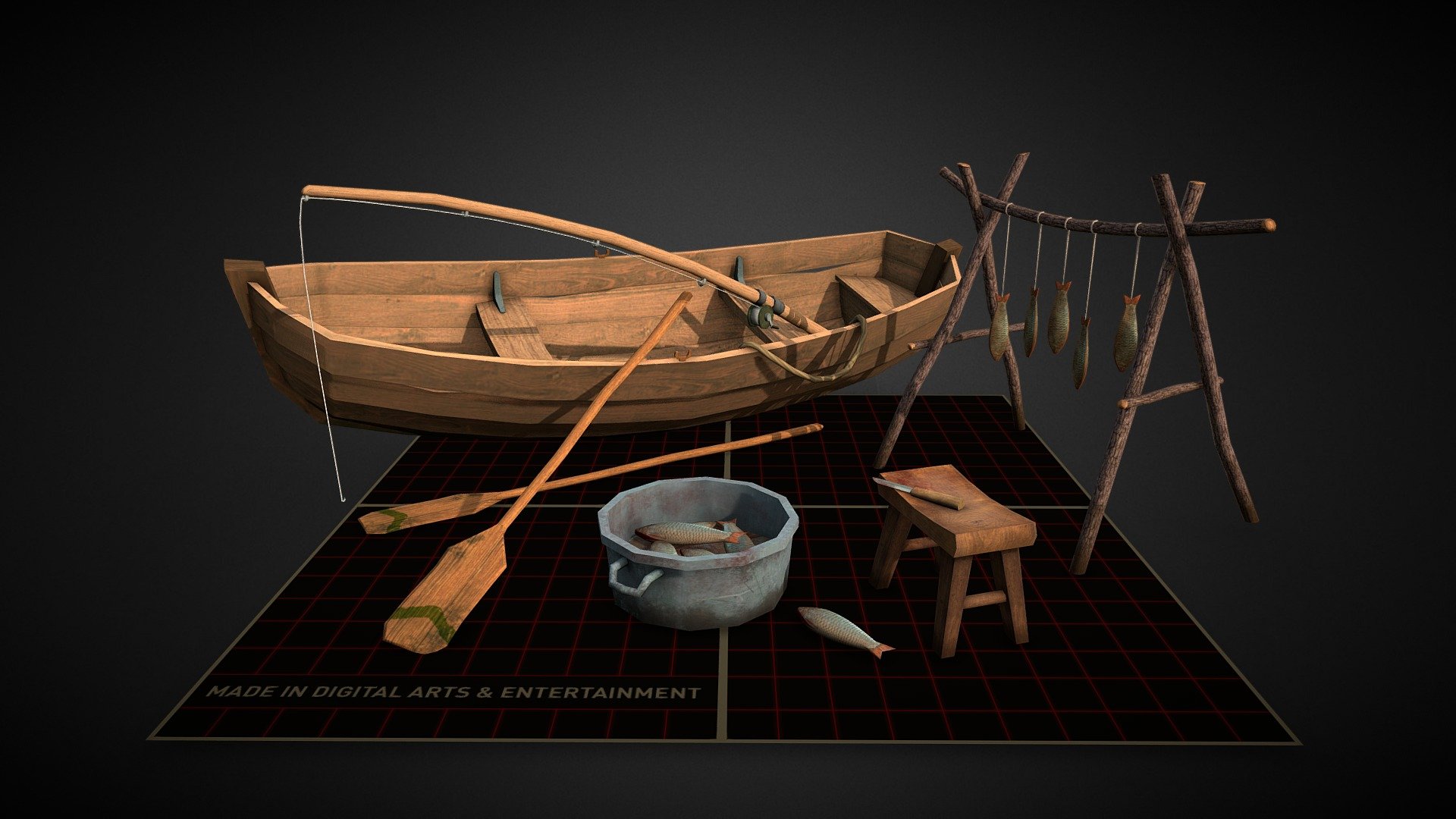 Lonely fisherman scene - 5 Props Assignment - Download Free 3D model by Arthur Krut (@OptiCube) 3d model