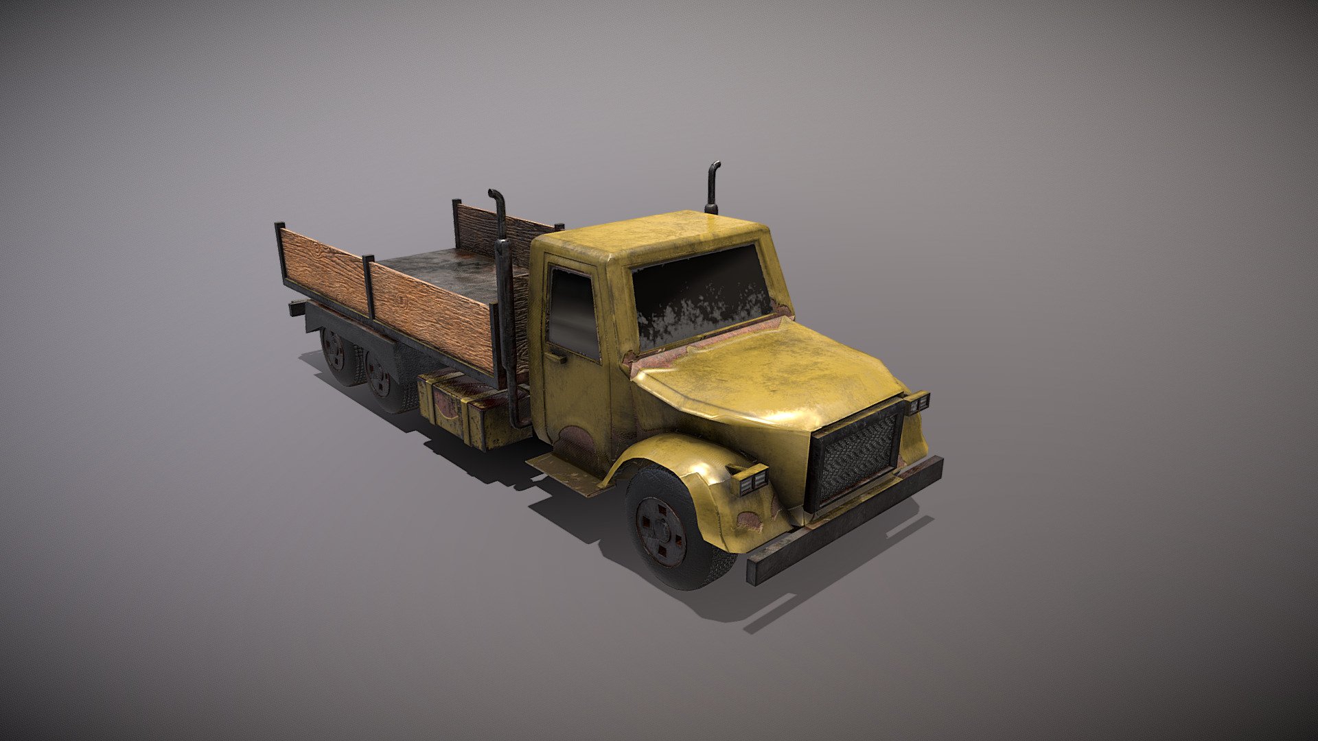 old beaten up truck, 2048 materials , wheels are own meshes 3d model